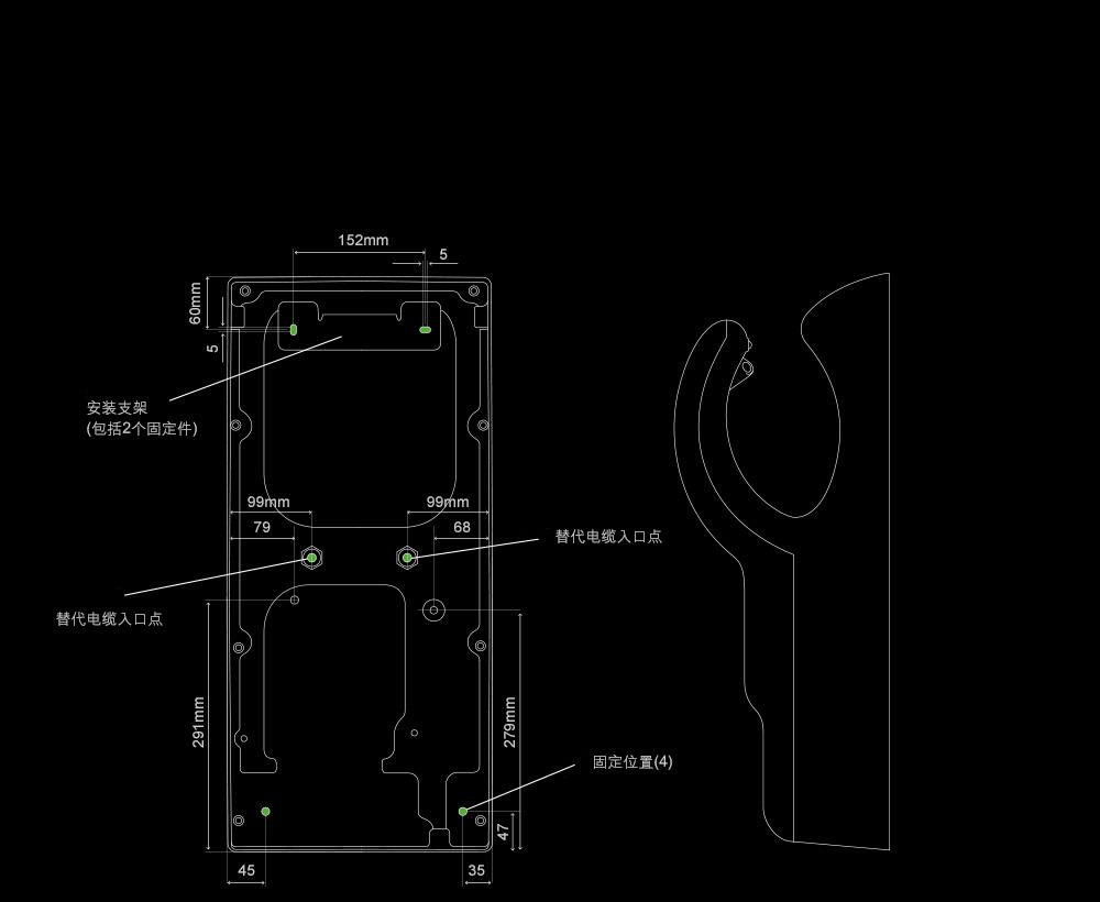 Internal dimensions of the Dyson Airblade dB hand dryer