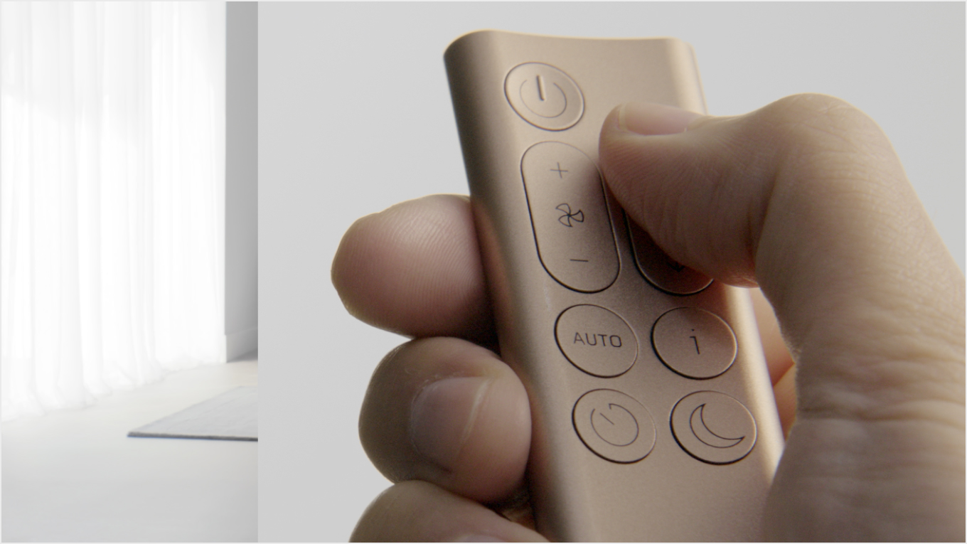 Owner using the remote to control airflow