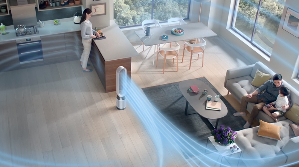 The Dyson Purifier Cool Formaldehyde purifying a living space.