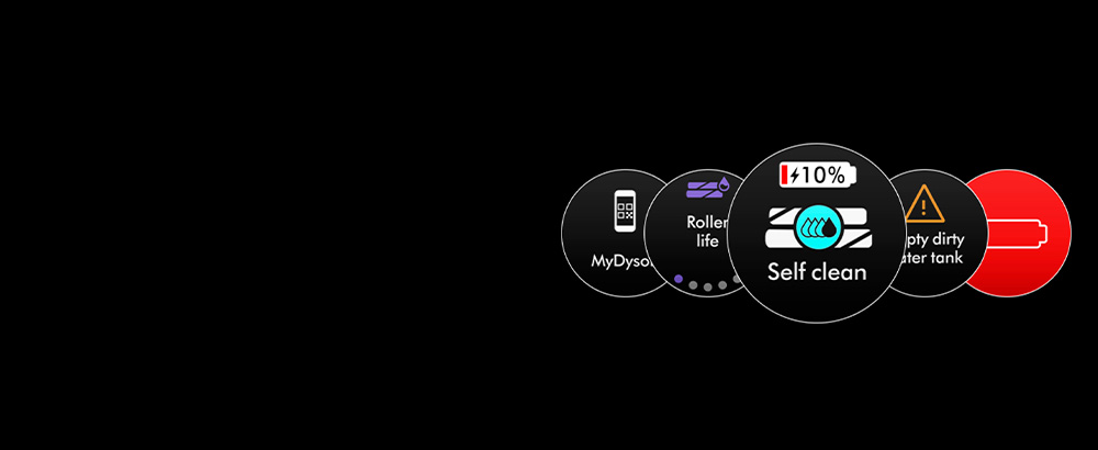 Dyson WashG1 LCD 螢幕上的自行清潔警示圖示