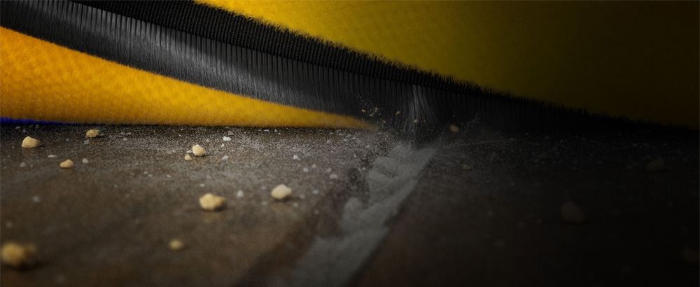 Close-up of carbon fibre filaments on brush bar.