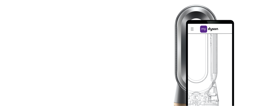 Phone with My Dyson app showing what's inside a Dyson purifier.
