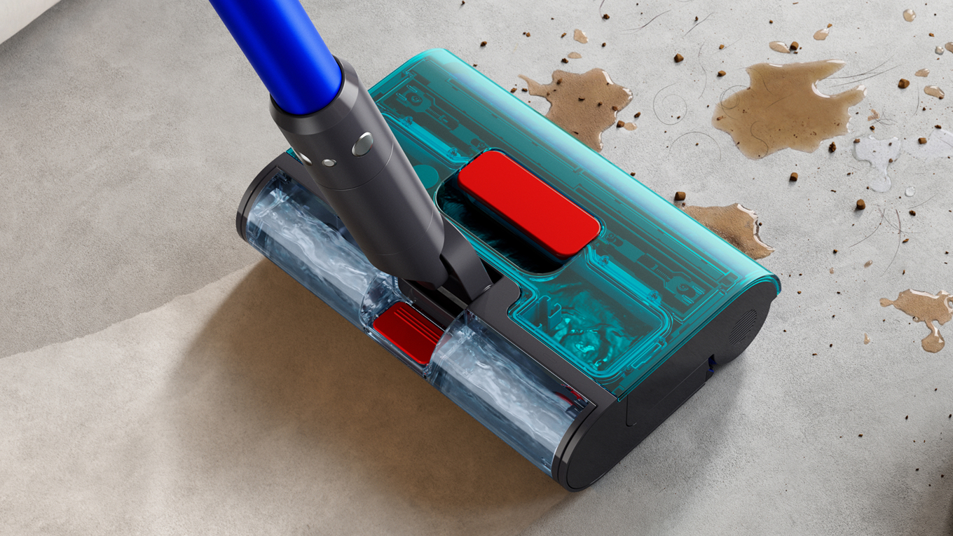 Dyson W1 PencilWash 多效洗地機用於清理硬地板上的污漬及污垢。