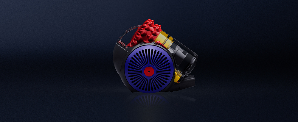 深色背景上的 Dyson Big Ball Konical 吸塵機。