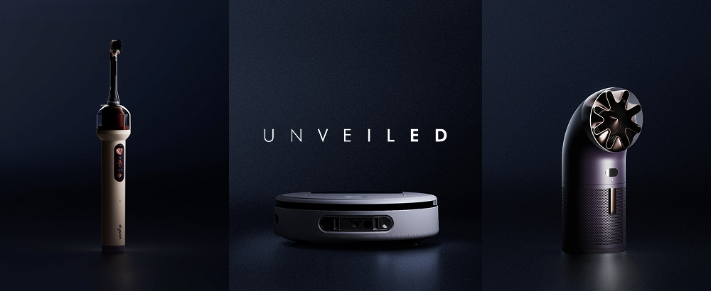 Upcoming Dyson technology with the Unveiled wordmark.