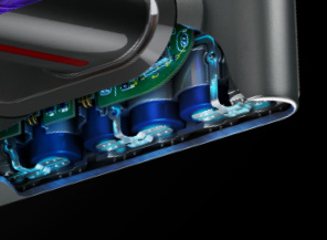 Close up of the Dyson battery.