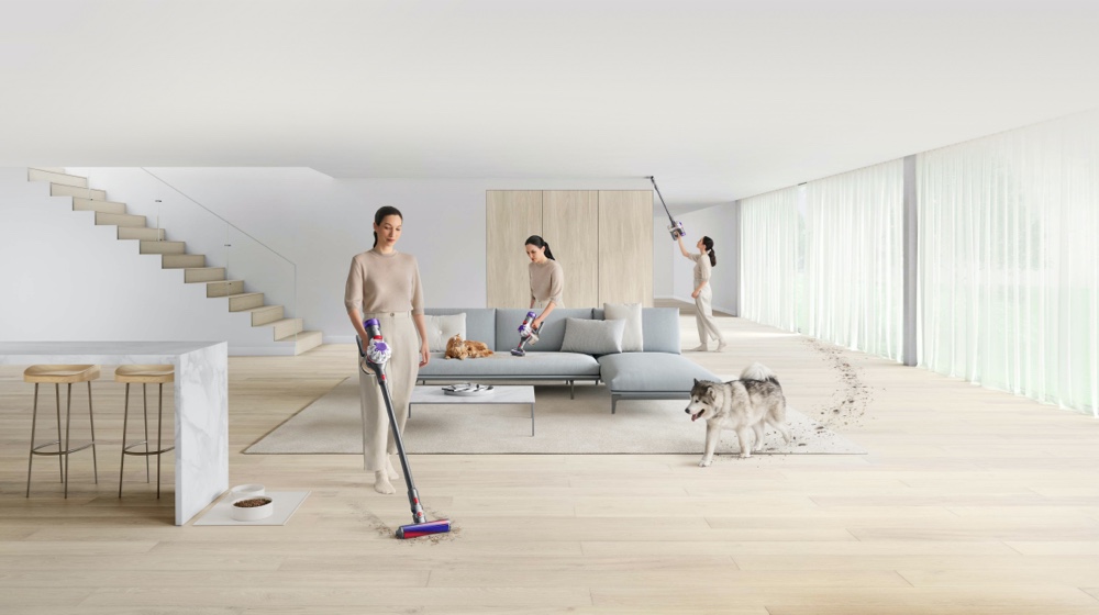 Woman cleaning all around the home