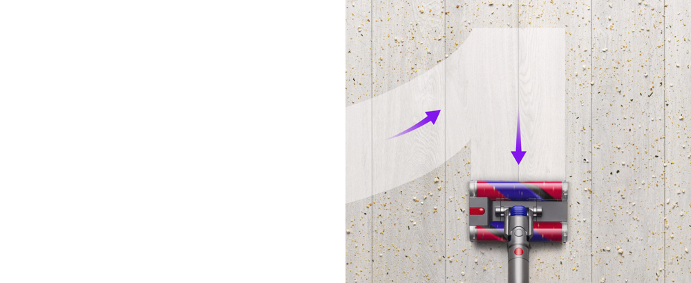 Diagram of Double Fluffy™ cleaner head moving in all directions.