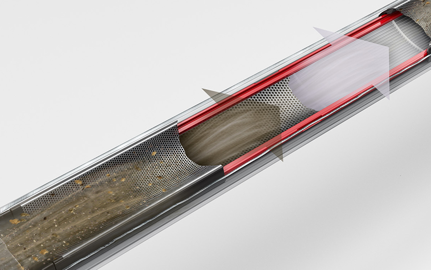 Close up of filtration system of Dyson pencilvac cleaner
