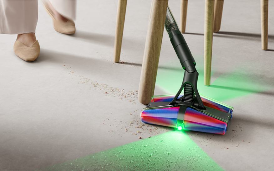 Fluffycones cleaner head cleaning around chair