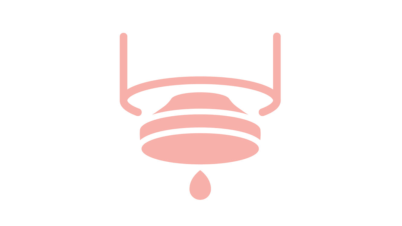 Pump mechanism icon, in pink.