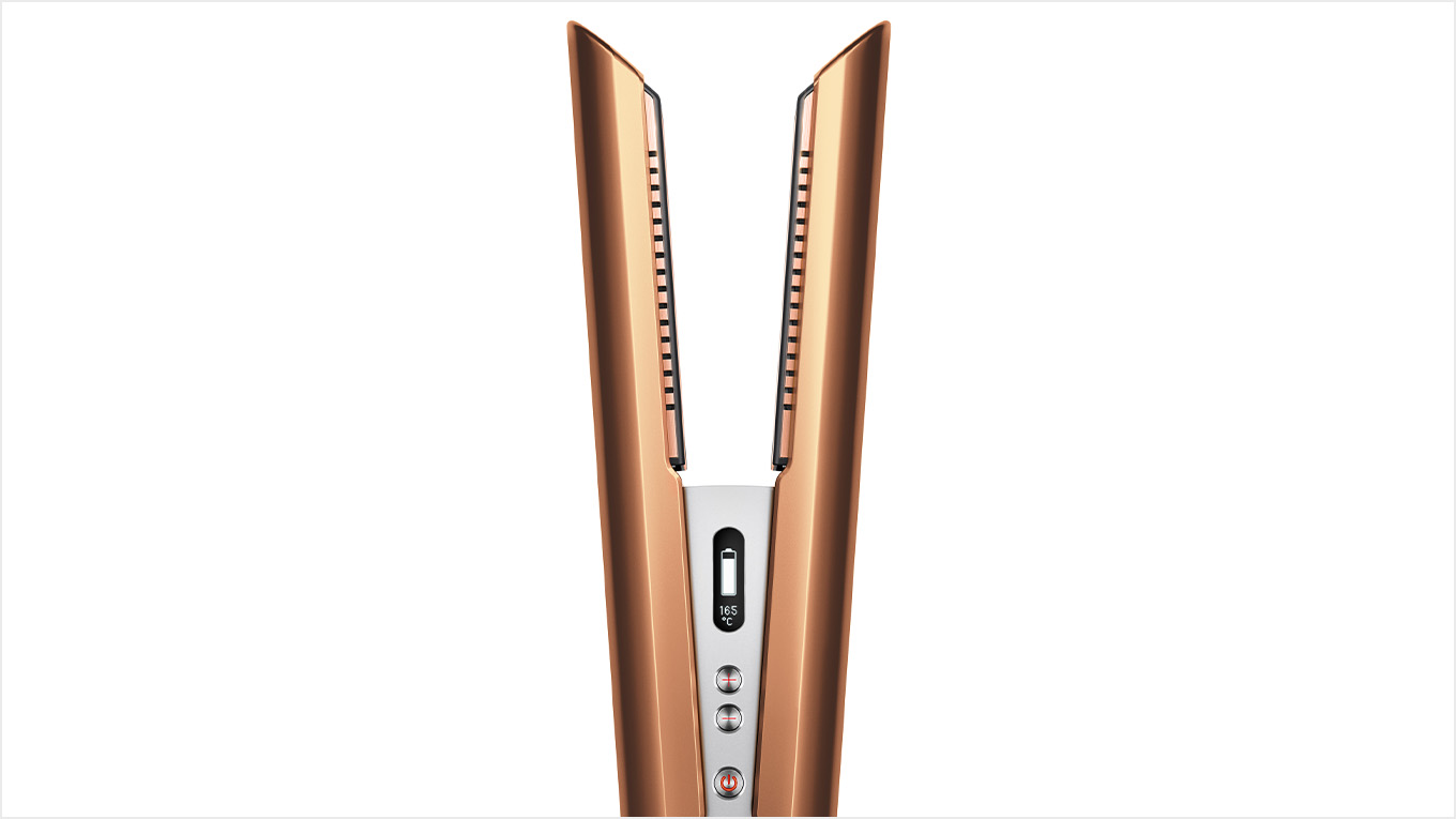 The Dyson Supersonic hair dryer in Nickel Copper
