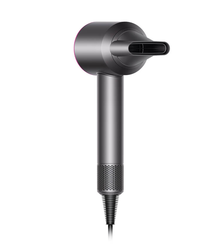 The Dyson Supersonic&trade; hair dryer, fitted with smoothing nozzle