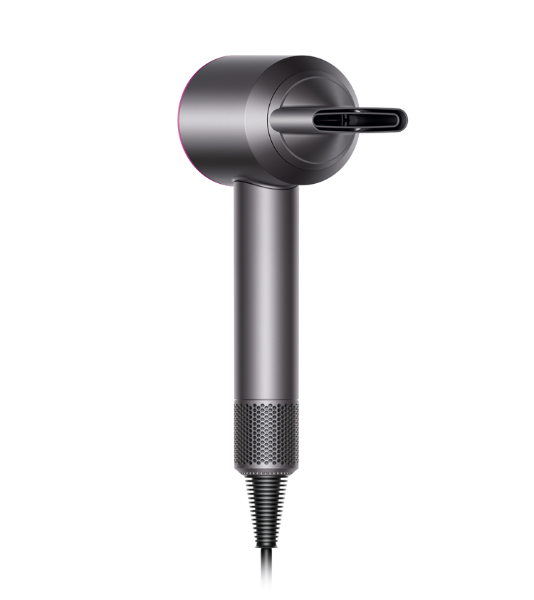 The Dyson Supersonic&trade; hair dryer, fitted with styling concentrator