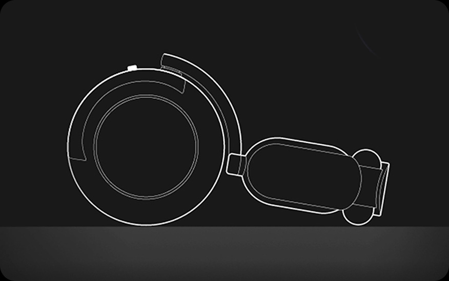 顯示 Dyson OnTrac™ 降噪耳機自動關閉功能如何運作的線條圖。